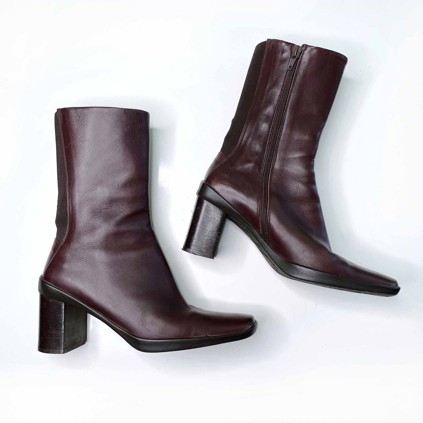 max mara leather square toe heeled boot - size 37
