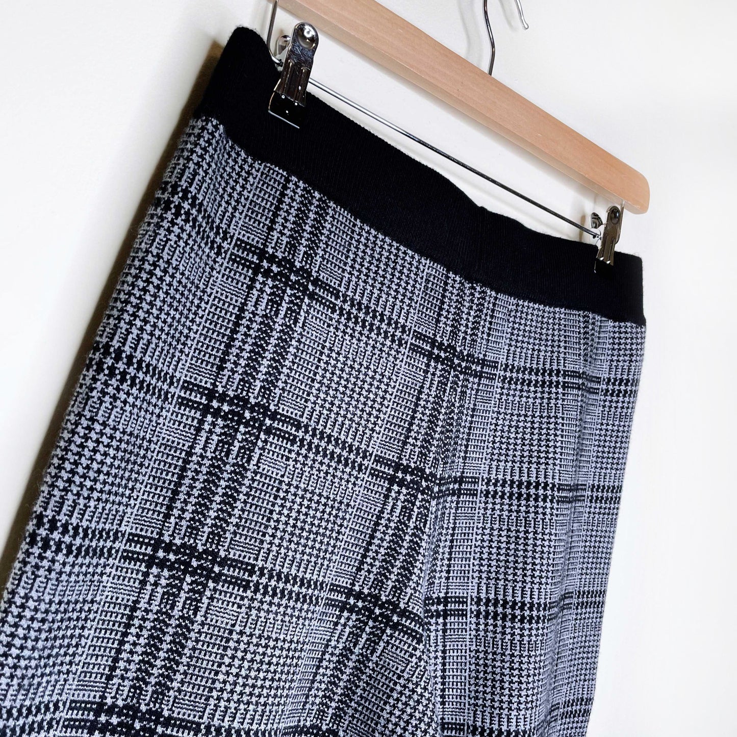 nwt max studio houndstooth plaid knit wide leg pants - size medium