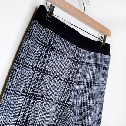 nwt max studio houndstooth plaid knit wide leg pants - size medium