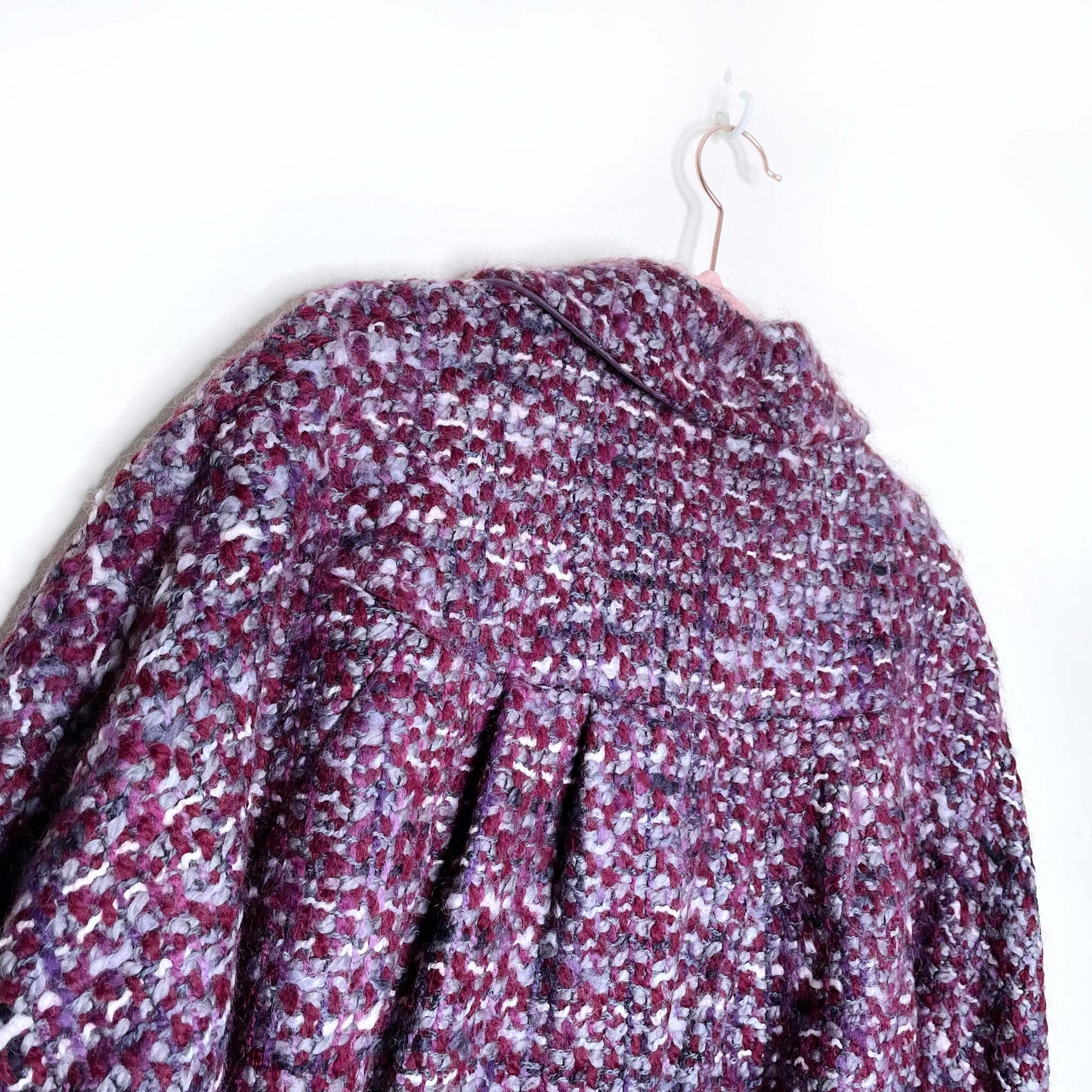 max mara boucle wool tweed box pleated cropped jacket - size 12