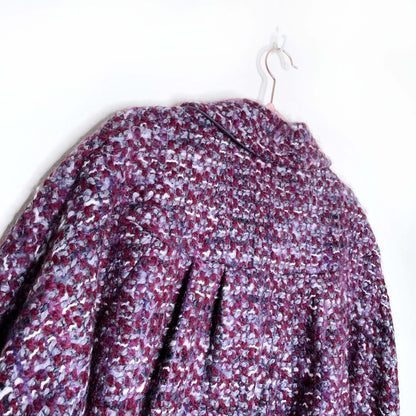 max mara boucle wool tweed box pleated cropped jacket - size 12