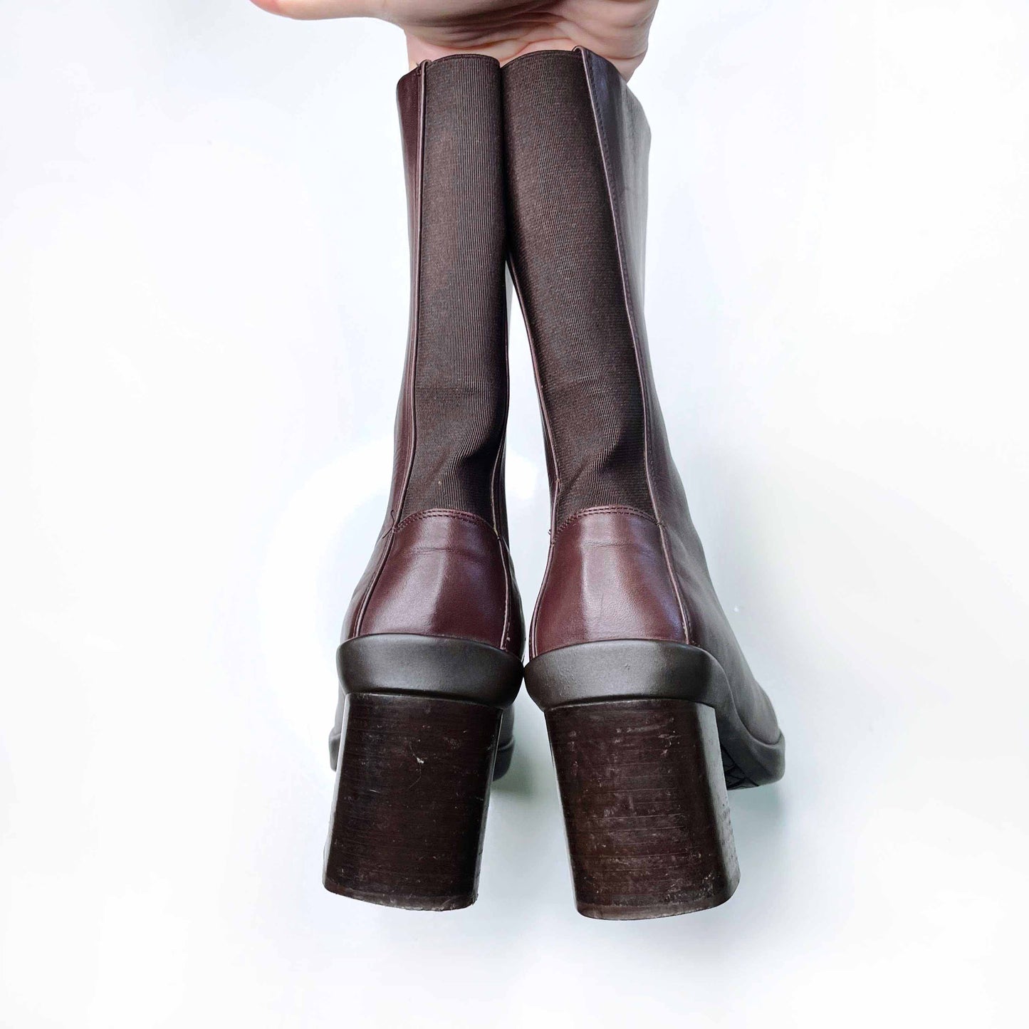 max mara leather square toe heeled boot - size 37