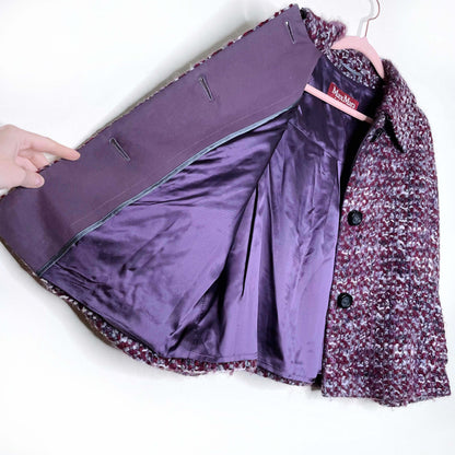 max mara boucle wool tweed box pleated cropped jacket - size 12