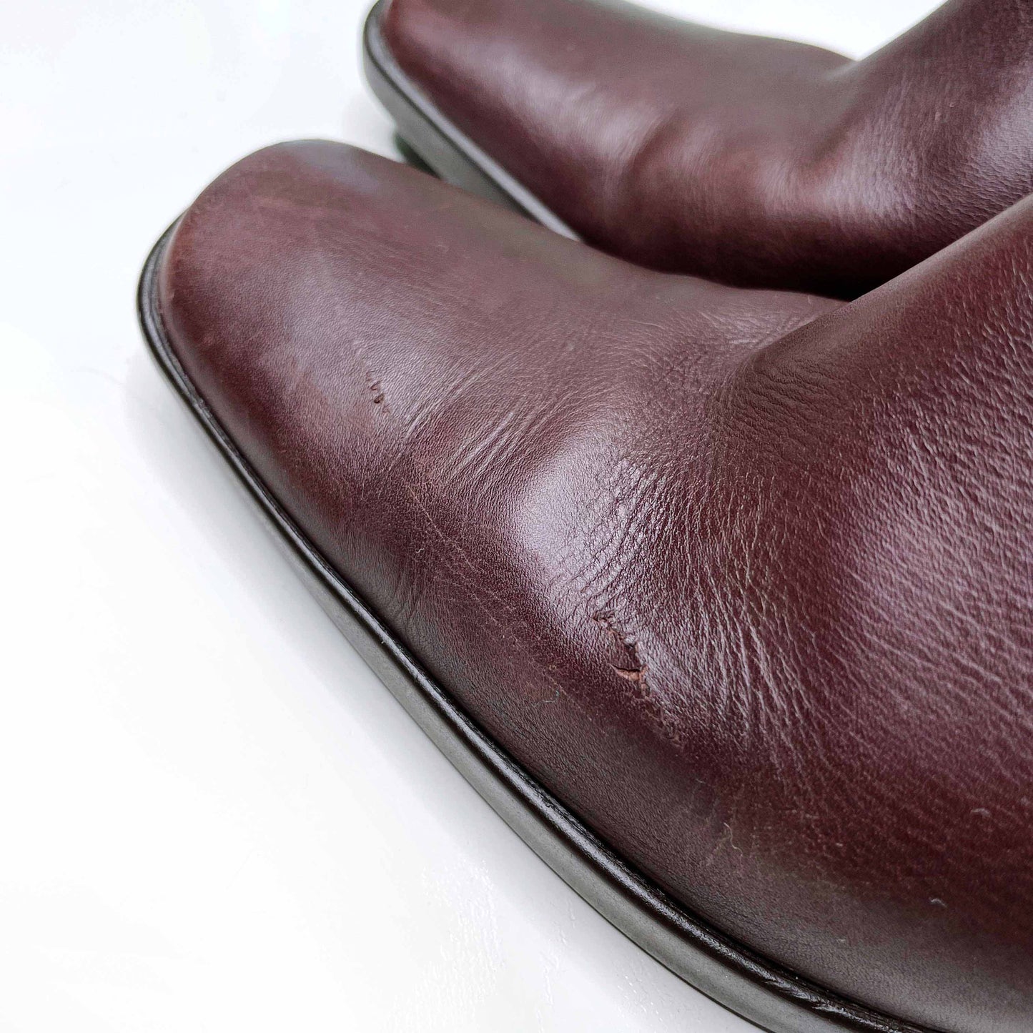 max mara leather square toe heeled boot - size 37