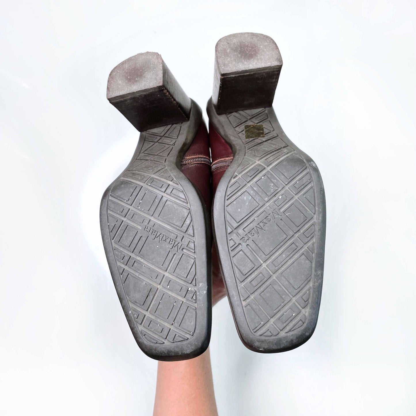 max mara leather square toe heeled boot - size 37