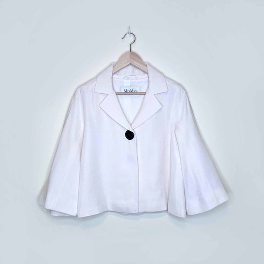 max mara silk-blend bell sleeve box pleat cropped jacket - size 8