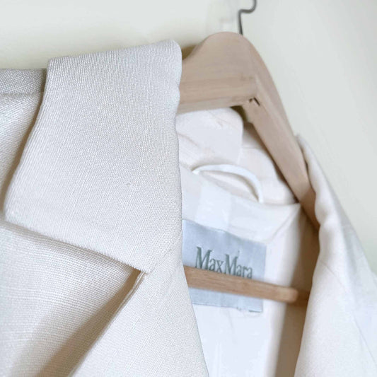 max mara silk-blend bell sleeve box pleat cropped jacket - size 8