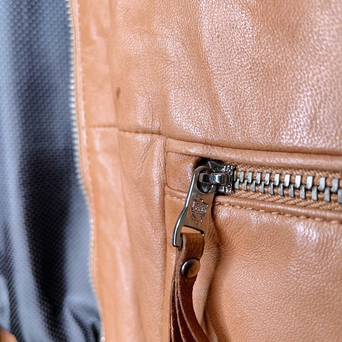 massimo dutti tan lambskin leather bomber jacket - size small