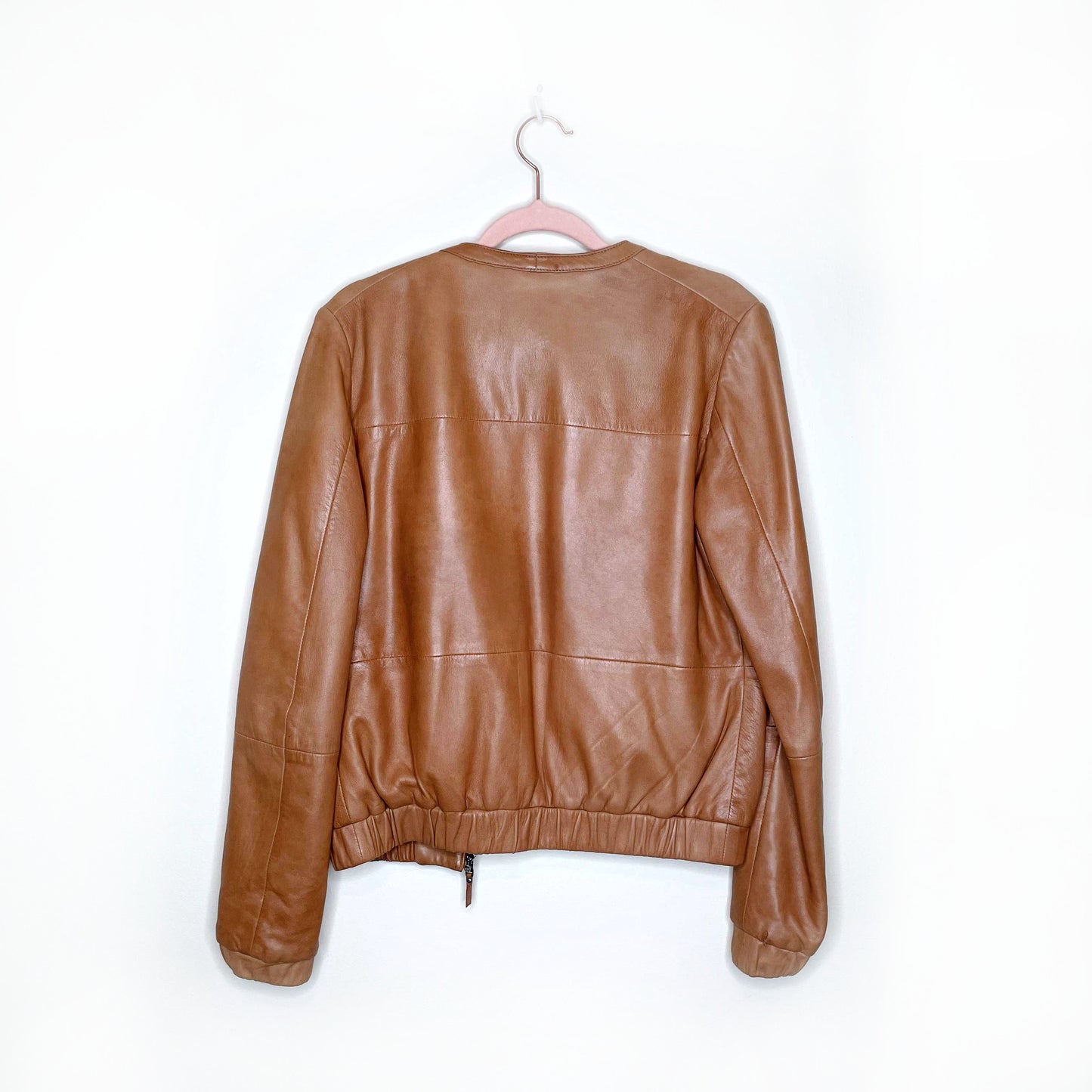 massimo dutti tan lambskin leather bomber jacket - size small