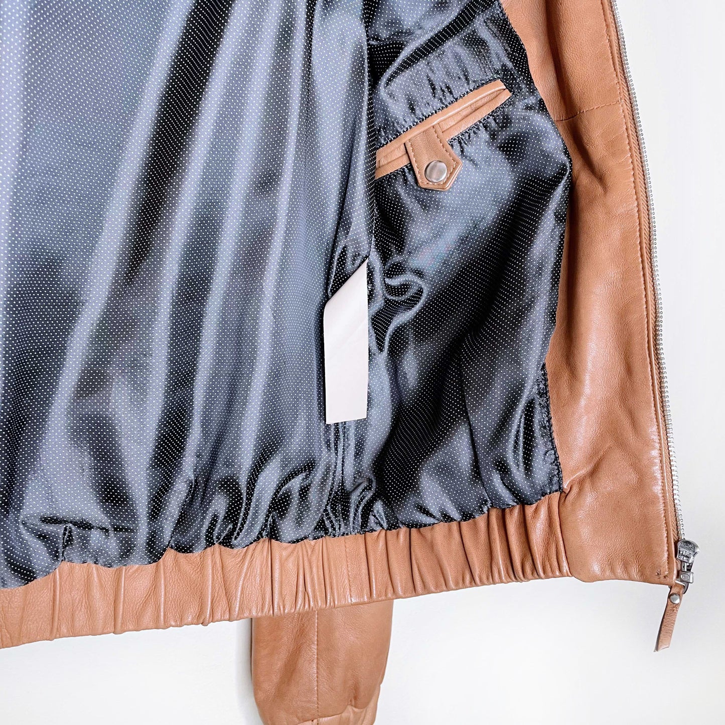 massimo dutti tan lambskin leather bomber jacket - size small