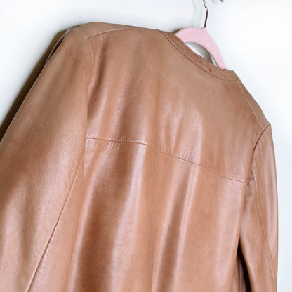 massimo dutti tan lambskin leather bomber jacket - size small
