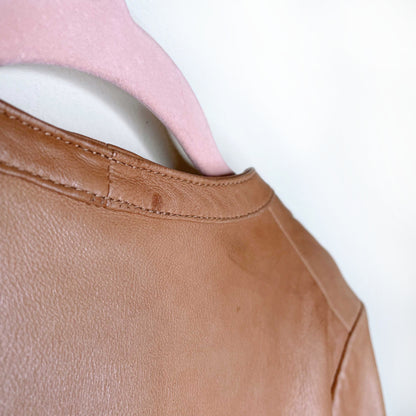 massimo dutti tan lambskin leather bomber jacket - size small