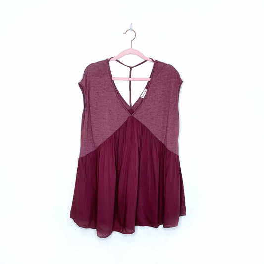 meadow rue flowy oversized v-neck top - size medium