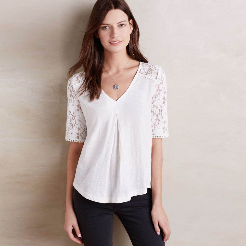 Meadow Rue brushed floral lace tee - size xs