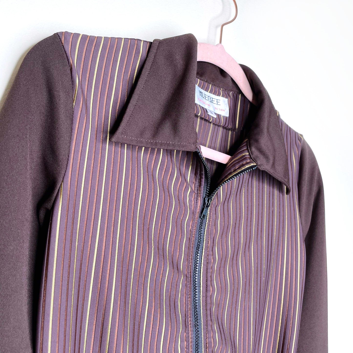 vintage 70's megee retro brown striped shirt dress - size small