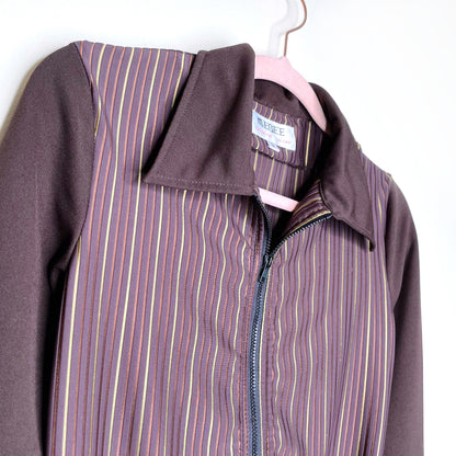vintage 70's megee retro brown striped shirt dress - size small