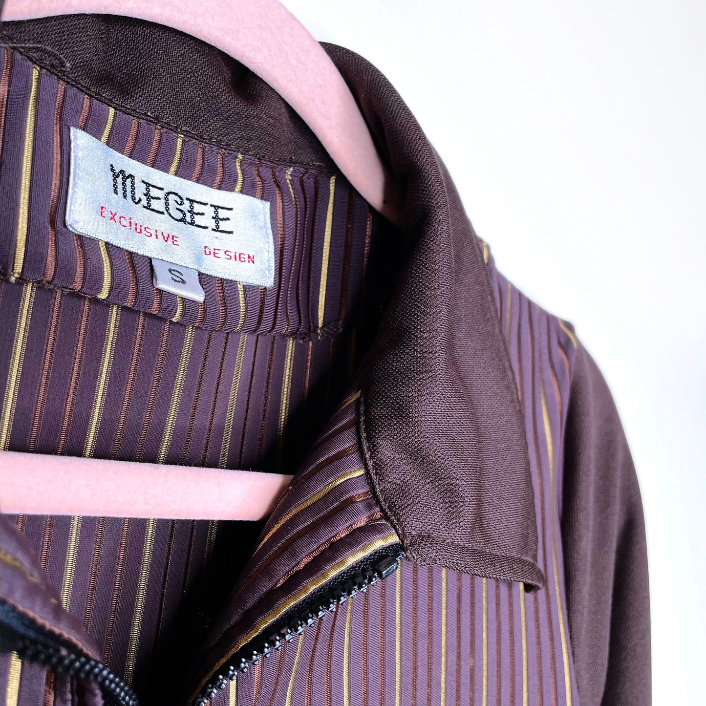 vintage 70's megee retro brown striped shirt dress - size small