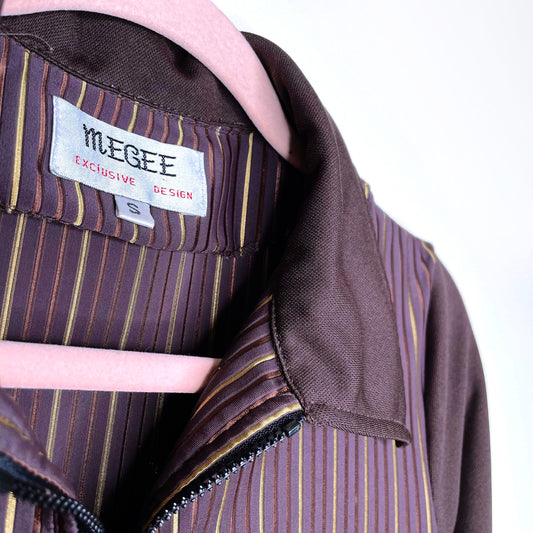 vintage 70's megee retro brown striped shirt dress - size small