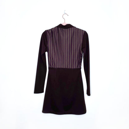 vintage 70's megee retro brown striped shirt dress - size small