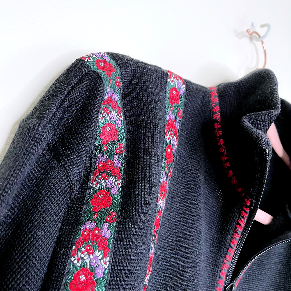 vintage 70s meister ski 1/4 zip wool-blend sweater - size small