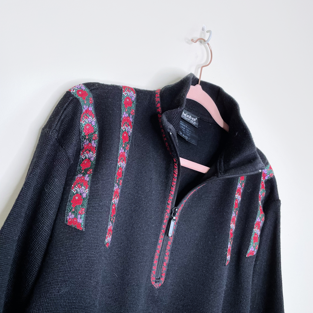 vintage 70s meister ski 1/4 zip wool-blend sweater - size small