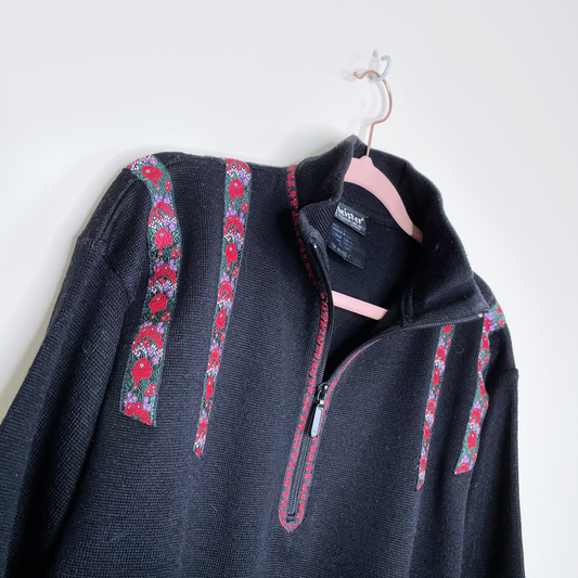 vintage 70s meister ski 1/4 zip wool-blend sweater - size small