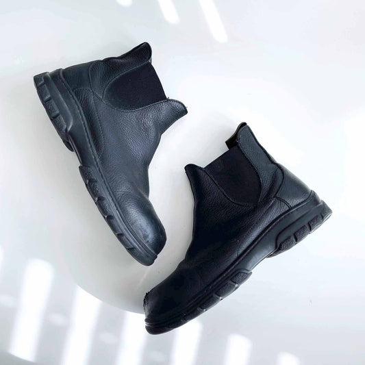 mellow walk black leather quentin maddy chelsea work boots - size 6.5