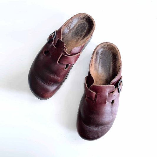 mephisto leather zaverio slip on clogs - size 10