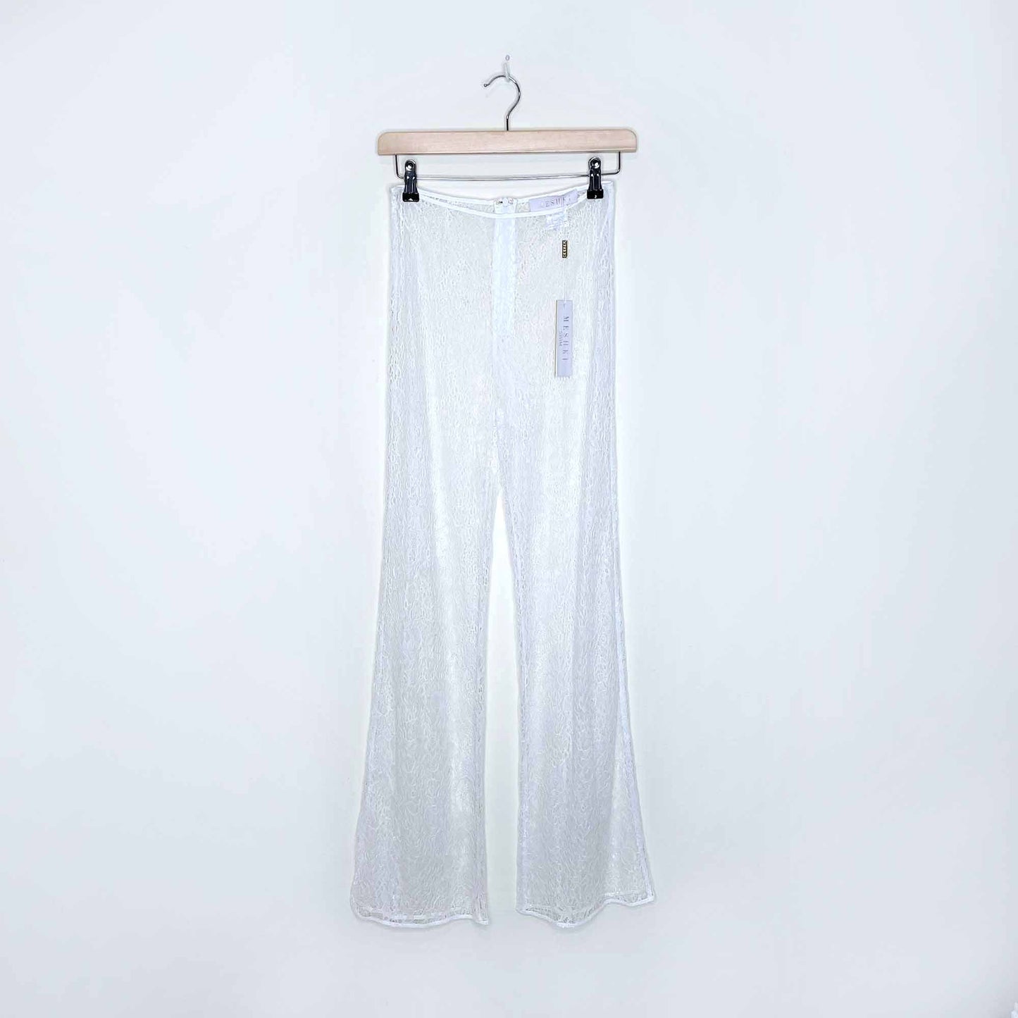 nwt meshki lolita white lace flare beach pants - size xs