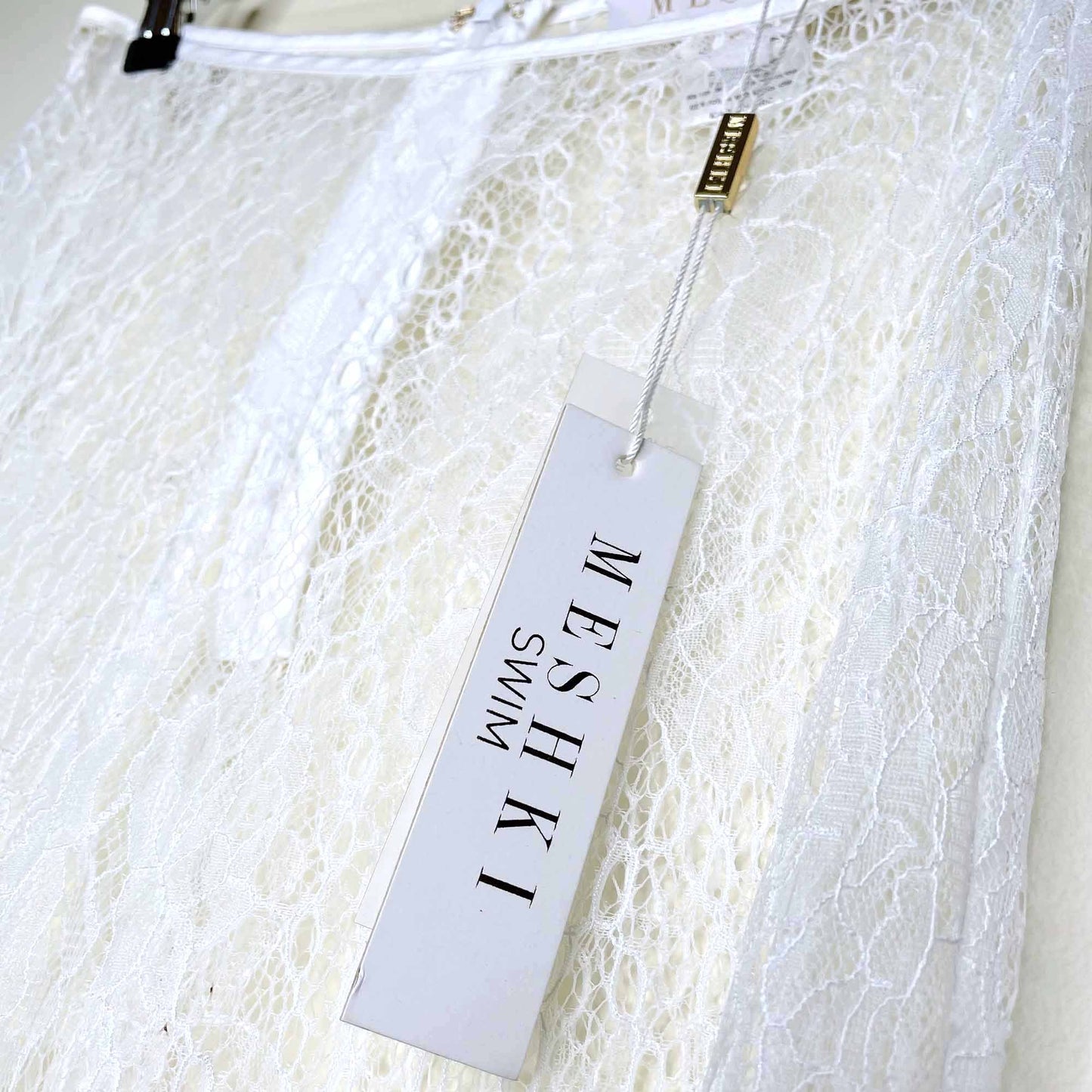 nwt meshki lolita white lace flare beach pants - size xs