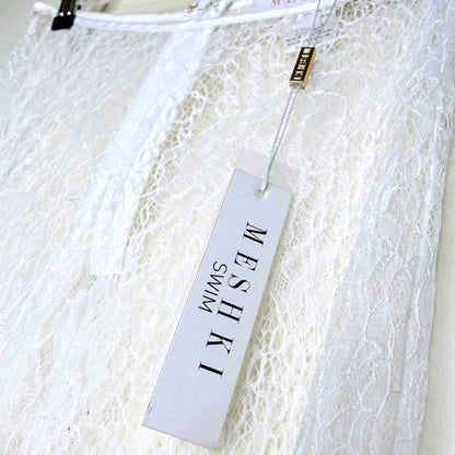 nwt meshki lolita white lace flare beach pants - size xs