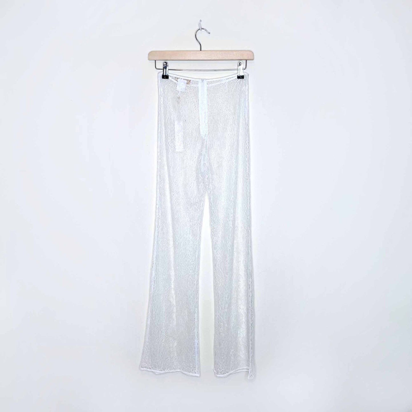 nwt meshki lolita white lace flare beach pants - size xs