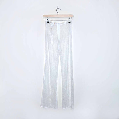 nwt meshki lolita white lace flare beach pants - size xs