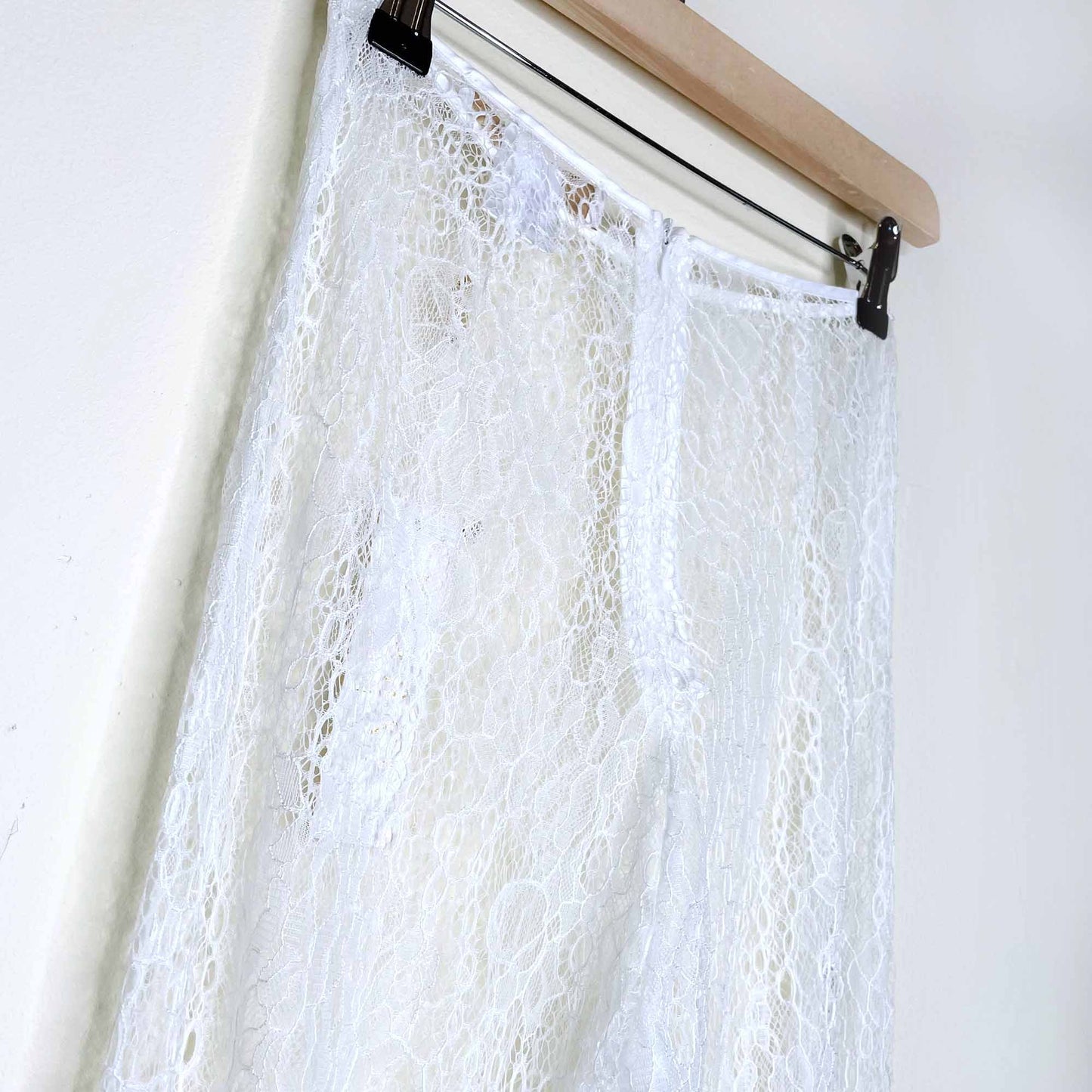 nwt meshki lolita white lace flare beach pants - size xs
