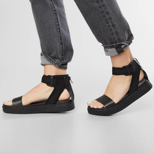 mia reed platform sandal in black - size 7.5