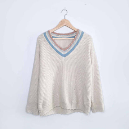 Mijor Style cashmere-blend v-neck sweater - size Medium