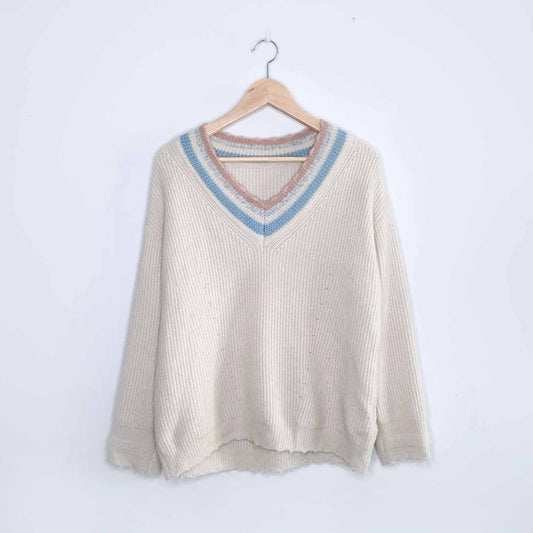 Mijor Style cashmere-blend v-neck sweater - size Medium