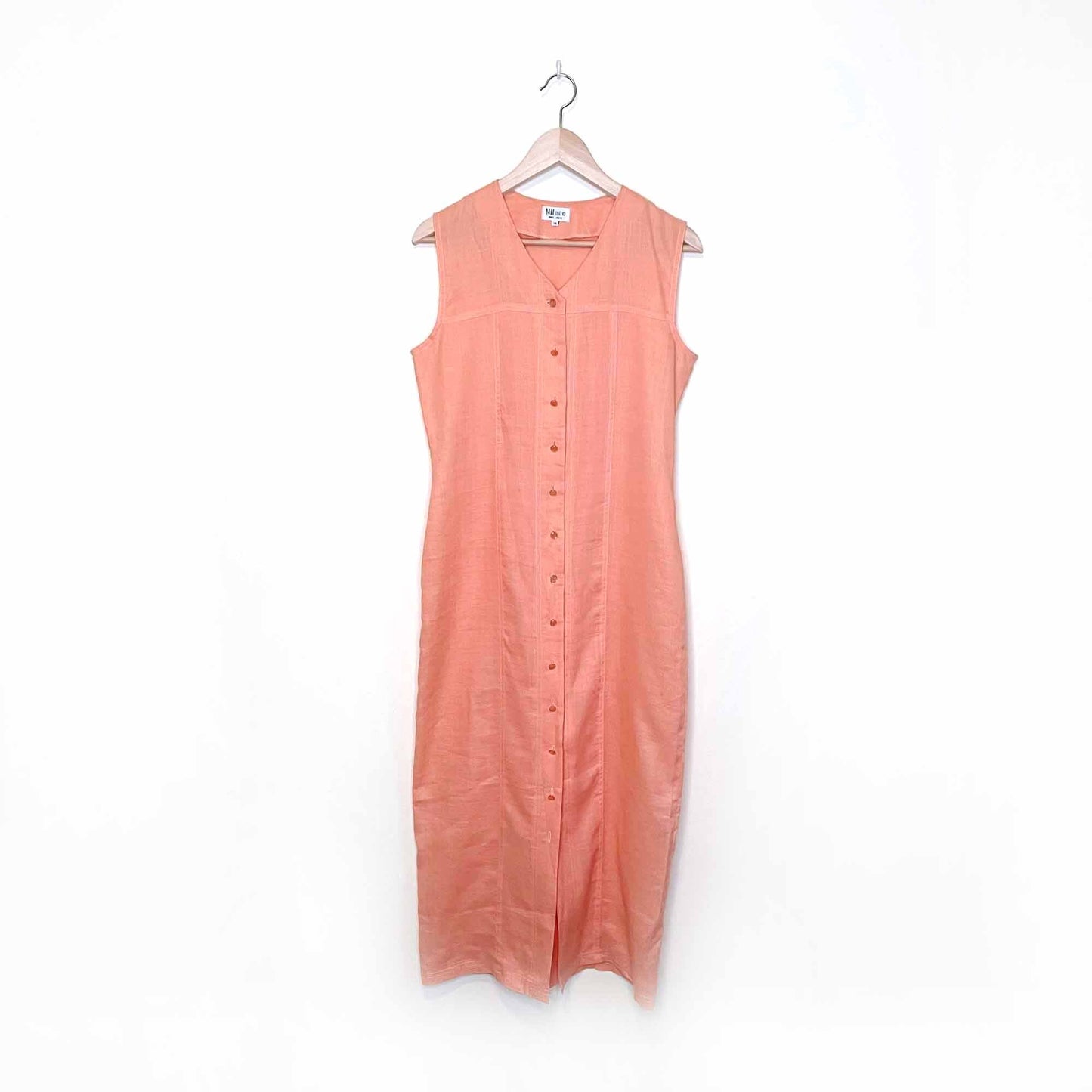 vintage milano 100% linen button down dress - size 38