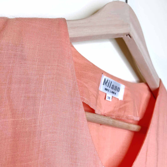 vintage milano 100% linen button down dress - size 38