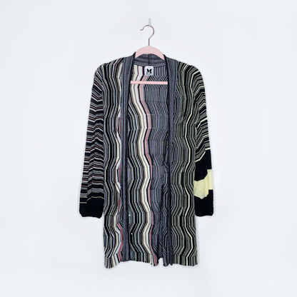 missoni multi colour stripe knit open cardigan - size 6