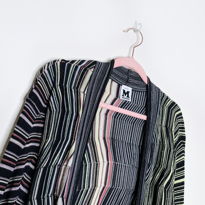 missoni multi colour stripe knit open cardigan - size 6