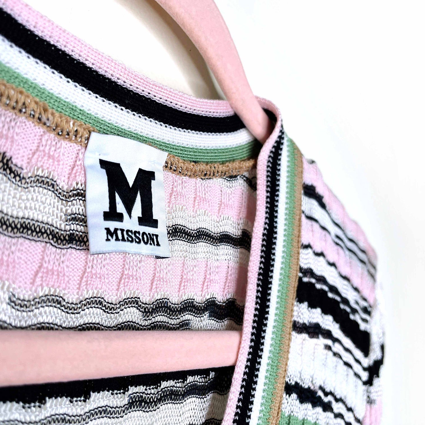 missoni striped v-neck long sleeve knit midi dress - size 4