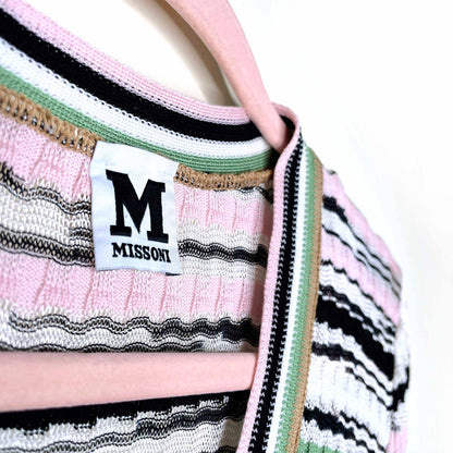 missoni striped v-neck long sleeve knit midi dress - size 4