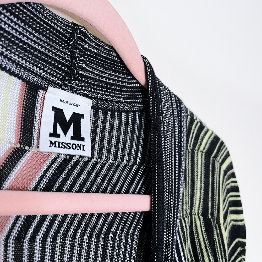 missoni multi colour stripe knit open cardigan - size 6
