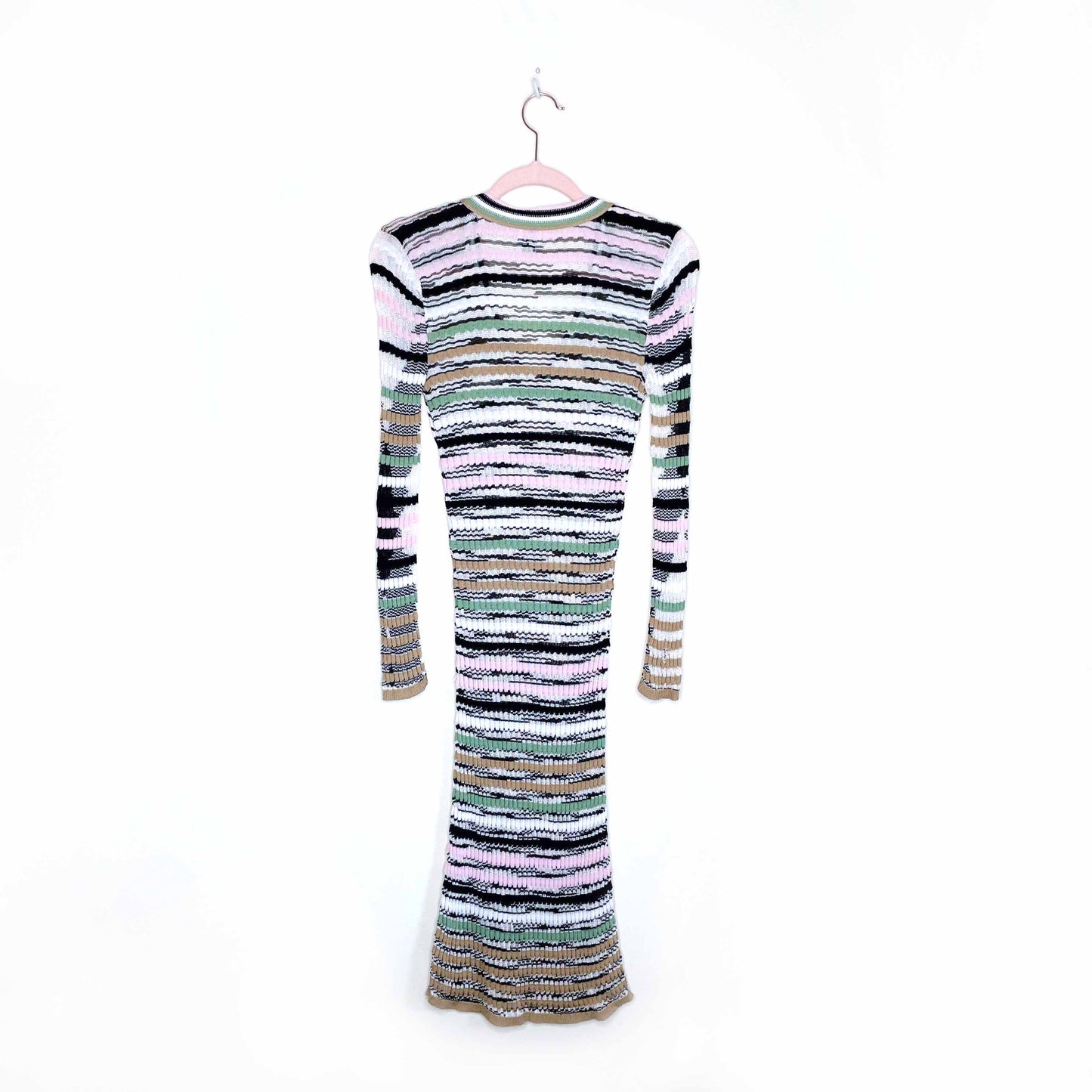 missoni striped v-neck long sleeve knit midi dress - size 4