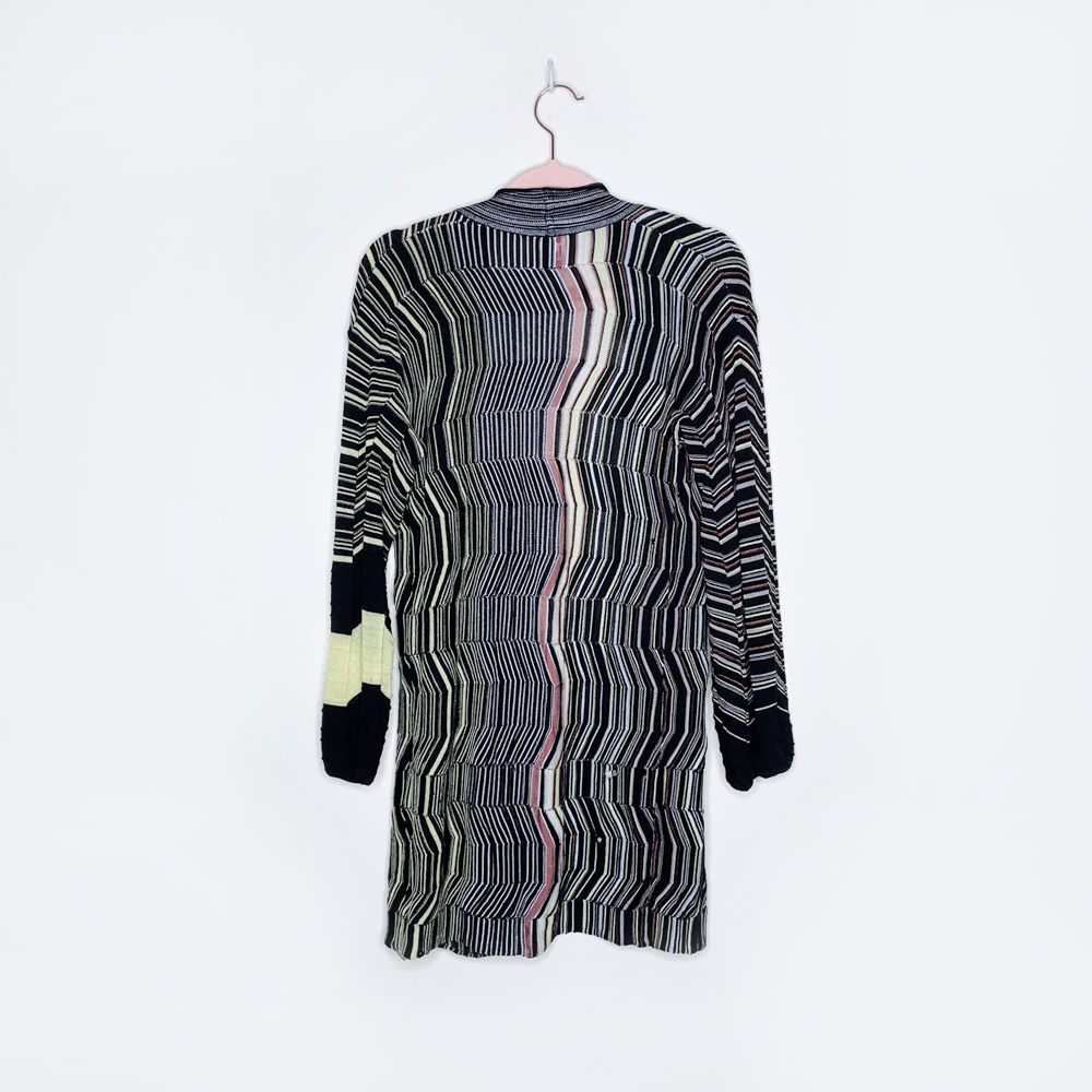 missoni multi colour stripe knit open cardigan - size 6