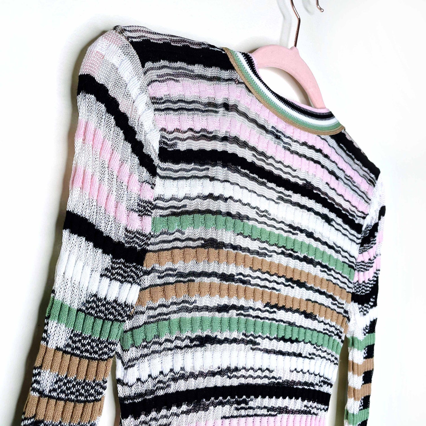 missoni striped v-neck long sleeve knit midi dress - size 4