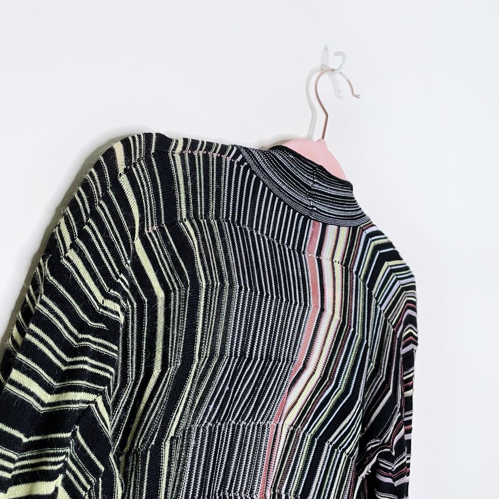 missoni multi colour stripe knit open cardigan - size 6