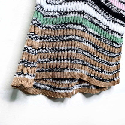 missoni striped v-neck long sleeve knit midi dress - size 4