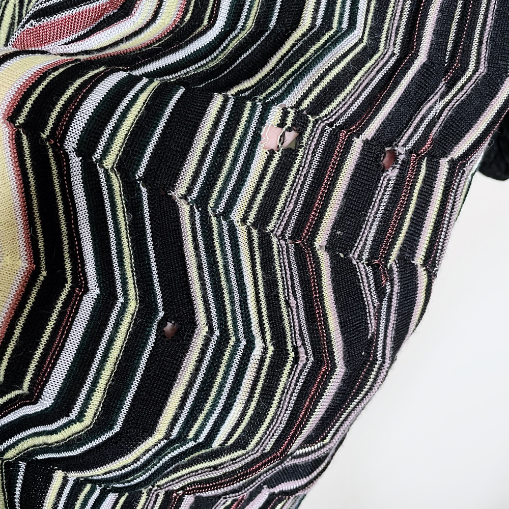 missoni multi colour stripe knit open cardigan - size 6